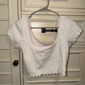 Aerie White Ribbed Crop Top